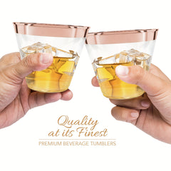 Rose Golden Disposable Plastic Cups for Parties Weddings - 9oz - Pack of 6