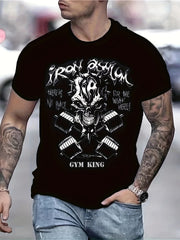 Skull Pattern Print Men's Short Sleeve T-shirt Graphic Tee
