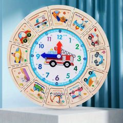 Wooden Teaching Clock with Random Pattern Toys