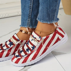 Women's Star & Striped Canvas Shoes Lace Up Sneakers