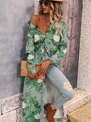  Boho Dress Women's Plus Stripe & Floral Print Long Sleeve