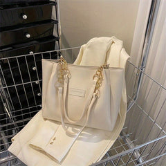 Women's PU Leather Tote Shoulder Bag with Bear Pendant
