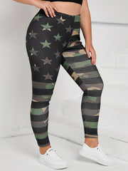  Camo Star & Stripe Print Leggings
