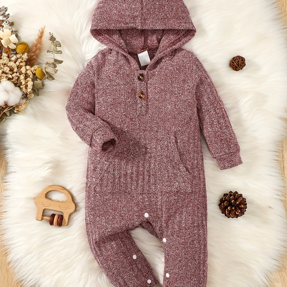 Infant Hooded Jumpsuit Long Sleeve Casual Romper