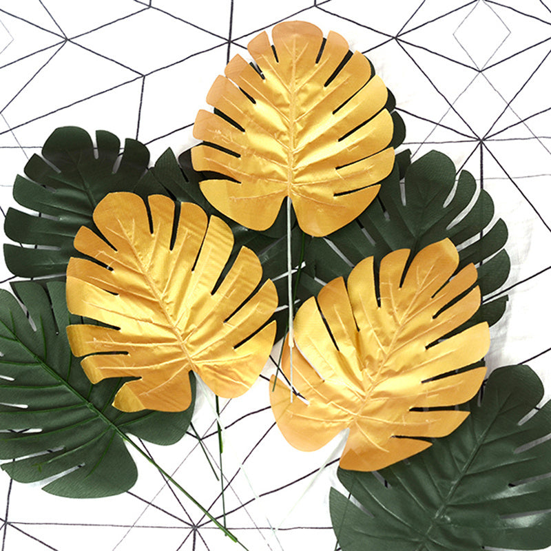 5pcs Artificial Leaf Simulation Golden Greenery Leaves for DIY Bouquets