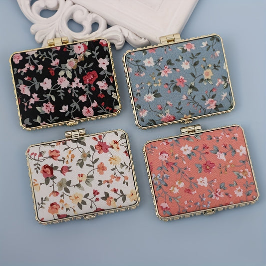 Vintage Floral Compact Mirror Portable Makeup Mirror