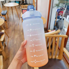 2L Gradient Plastic Water Bottle With Straw