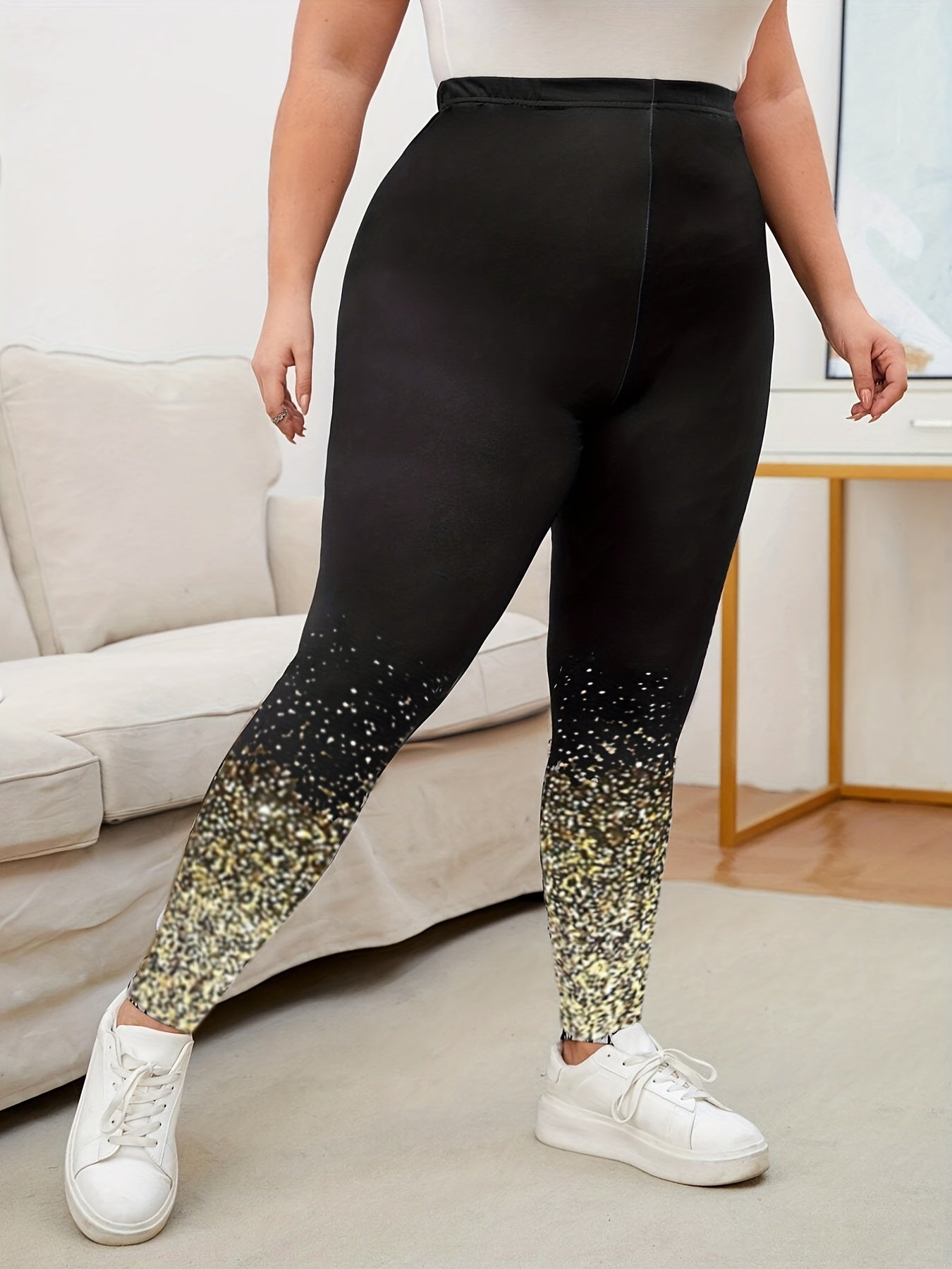  Graphic Print High Rise Skinny Trousers