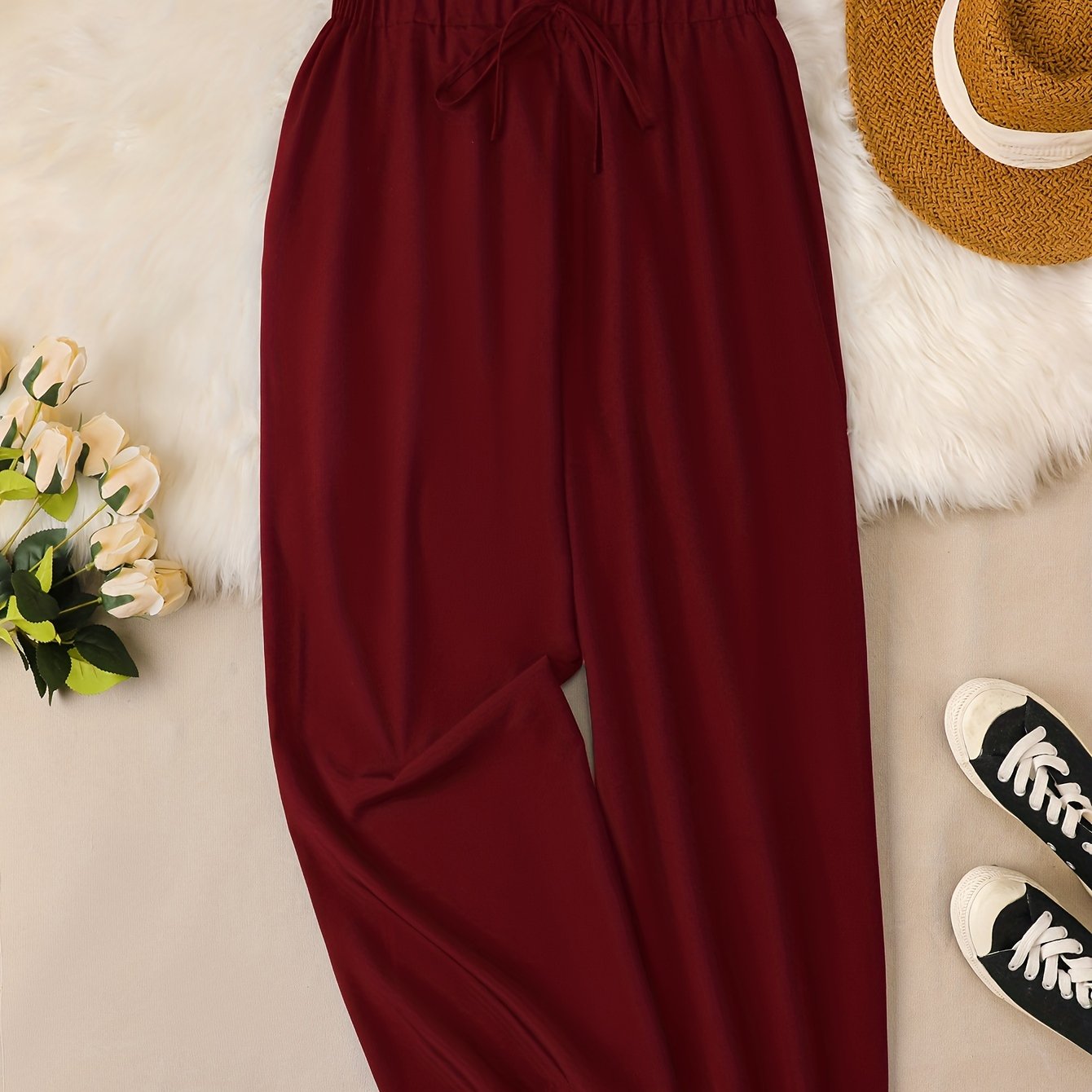  Ruffle Trim Wide Leg Trousers