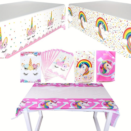 Unicorn Tablecloth & 10 Treat Bags Party Supplies