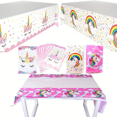 Unicorn Tablecloth & 10 Treat Bags Party Supplies
