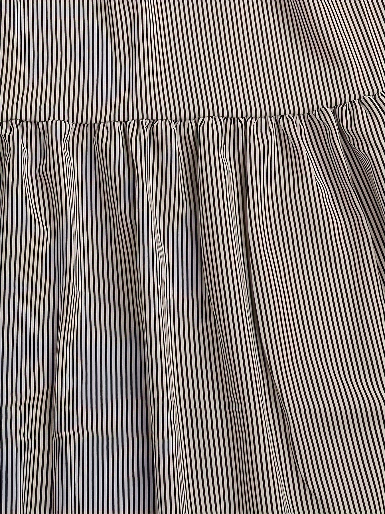 Plus Stripe Print Lantern Sleeve Maxi Dress