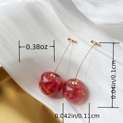 Geometric Cherry Long Drop Earrings for Party Wear