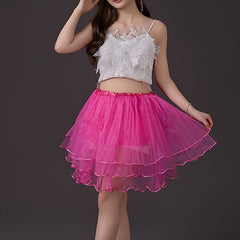 Adult Tutu Skirt 4 Layer Tulle Dance Skirt with Mesh Overlay