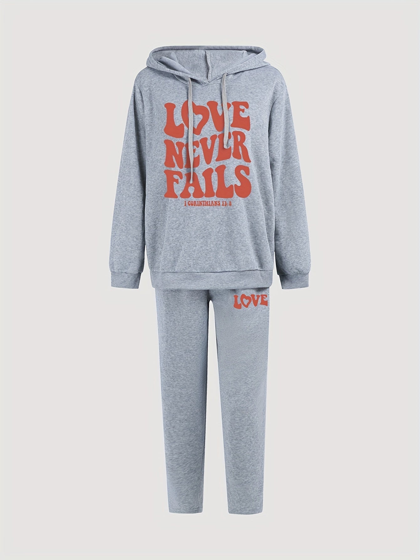  Letter Print Hoodie & Joggers Set