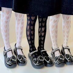 Girls Kids Thin Hollowed out Tights Heart Breathable Pantyhose