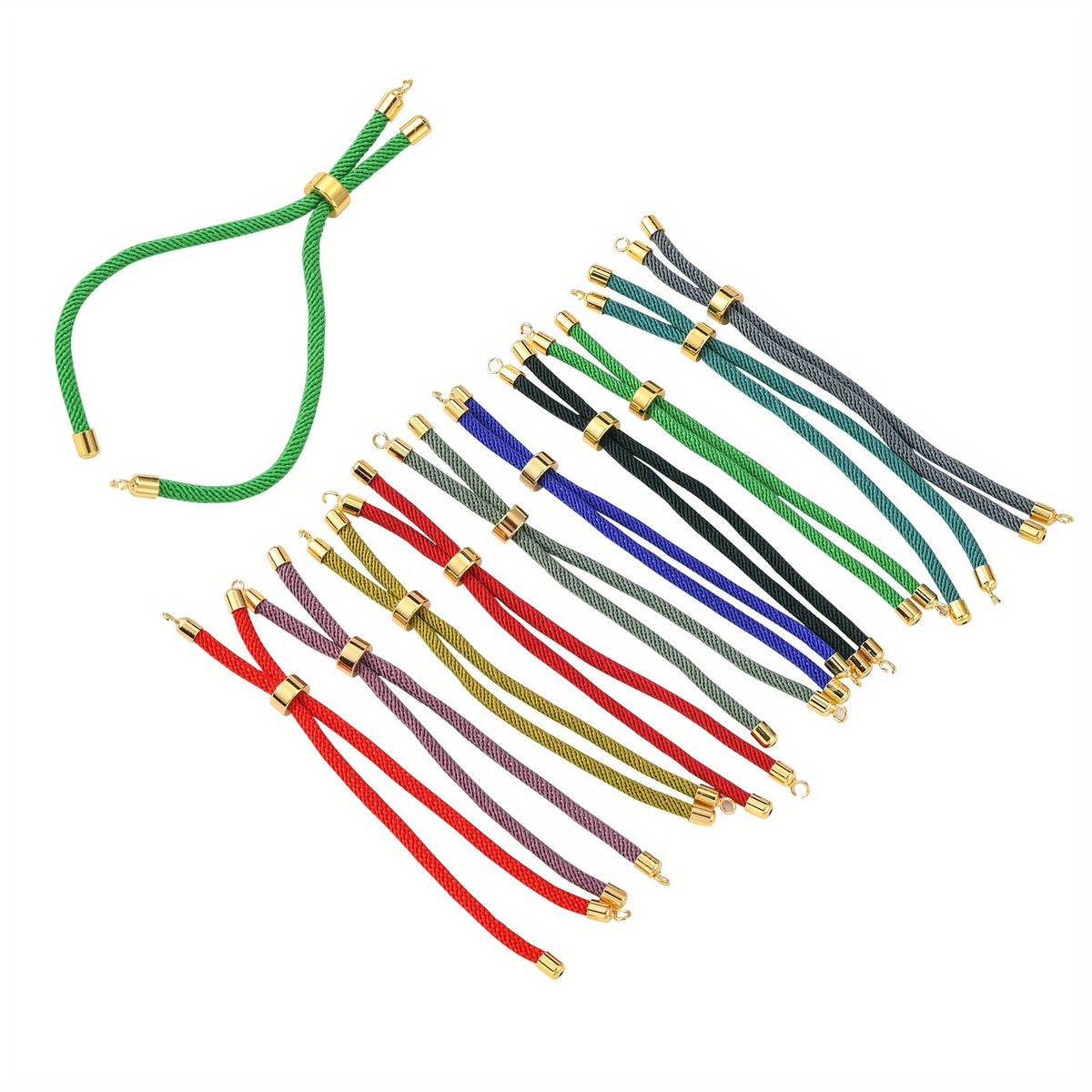 Adjustable Nylon Cord Slider With Brass Findings Mixed for DIY Bracelet Making