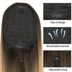 76 2 Cm Ombre Blonde Straight Ponytail Extensions Drawstring Hair Piece