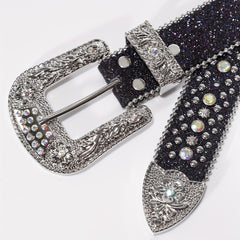 Unisex Rhinestone Belt with Pin Buckle
