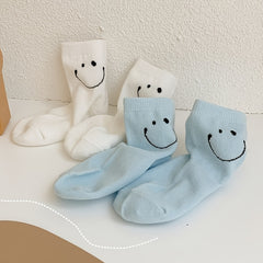 Smiling Face Pattern Cotton Crew Socks for Kids
