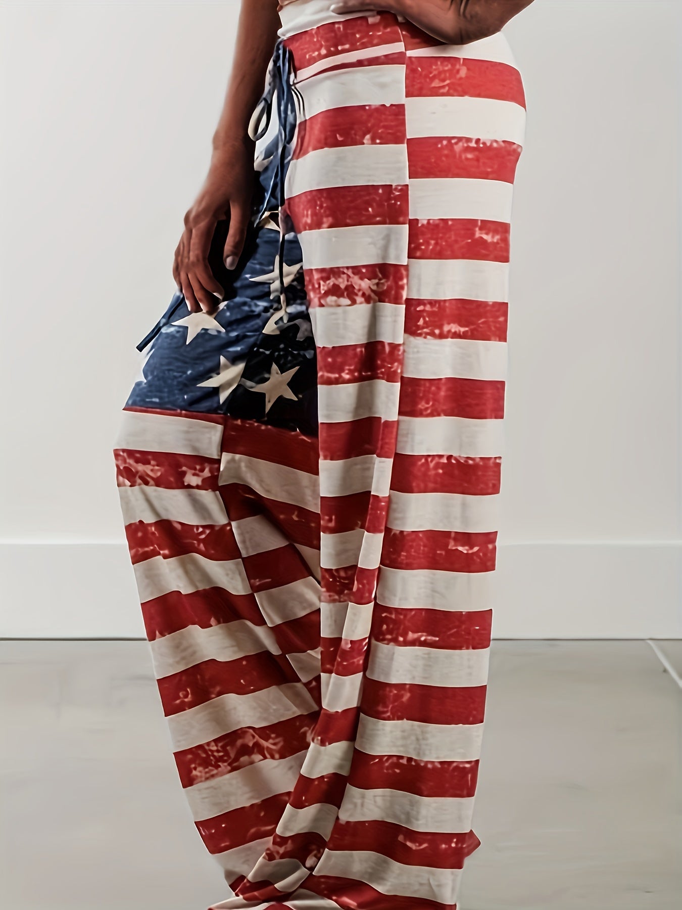 Women's Plus Flag Print Drawstring Pants
