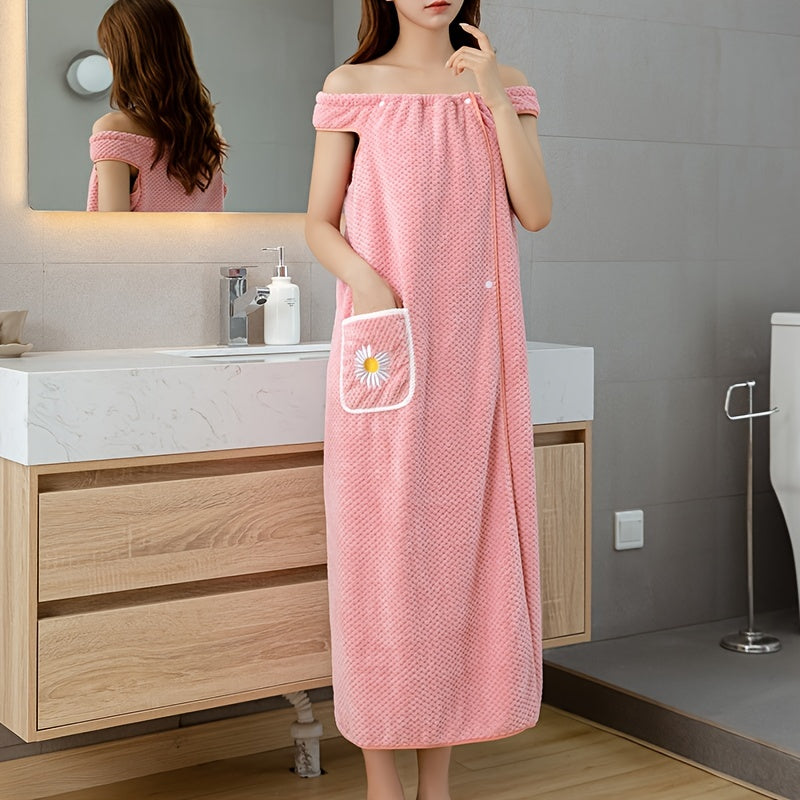 Adults Flower Pattern Bath Skirt, Absorbent & Quick Drying Towel