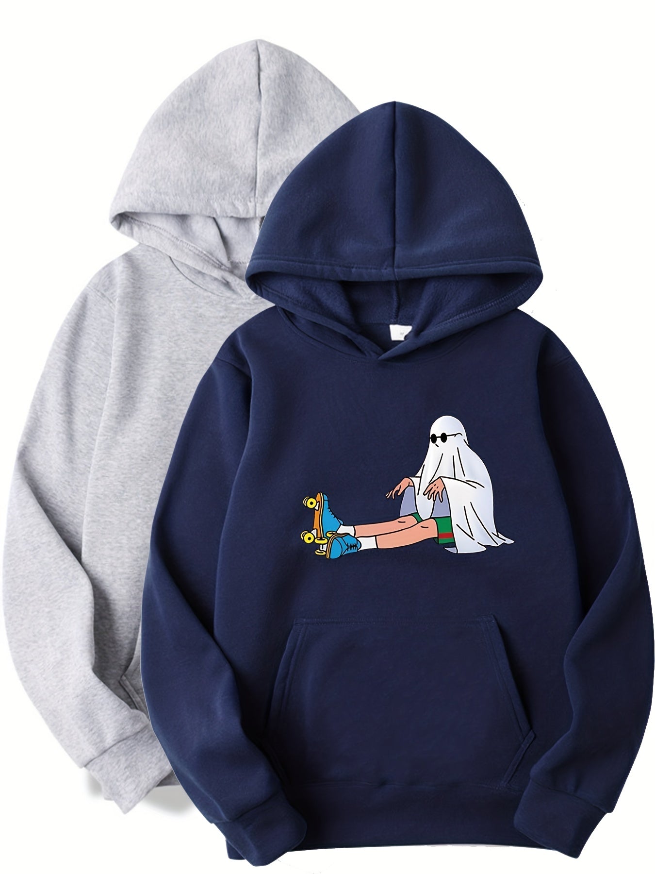 2pcs Pattern Print Boys Casual Pullover Hooded Sweatshirt