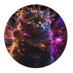 Colorful Cat Pattern Round Gaming Mouse Pad 20x20cm