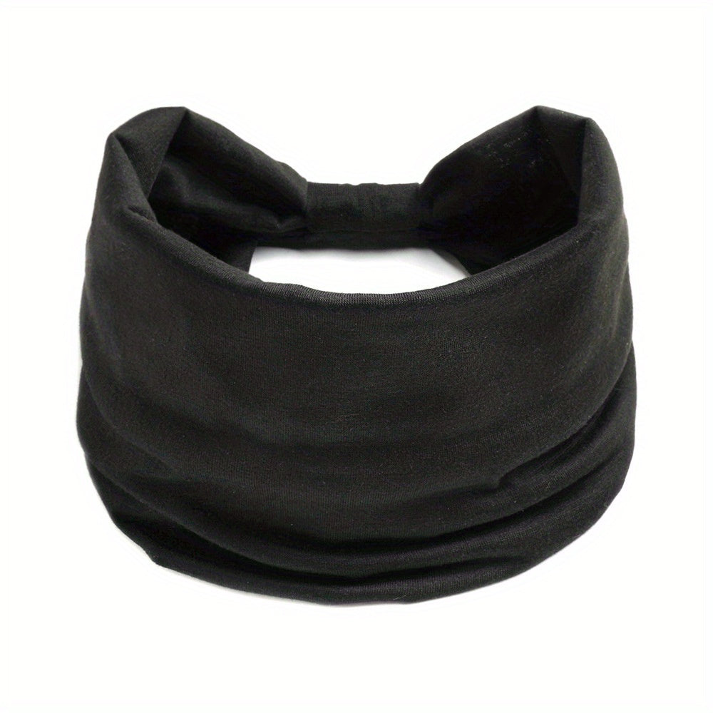 Stretchy Wide Yoga Headband Brown Gray Non Slip Spandex Polyester Blend