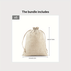 5pcs Hemp Strap Drawstring Gift Packaging Bag for Jewelry Storage