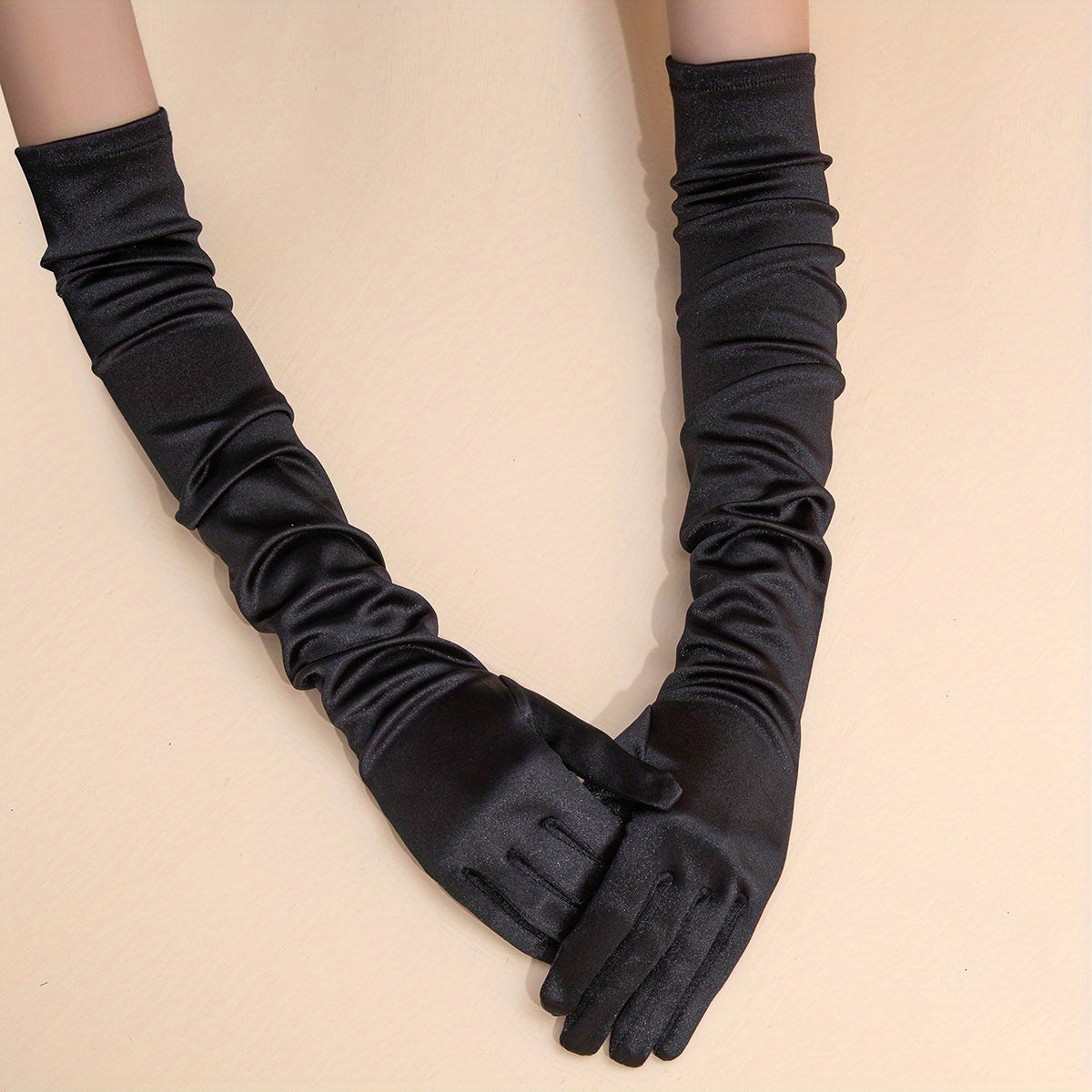 Satin Long Gloves Solid Dress Prom Wedding Bridal Accessories
