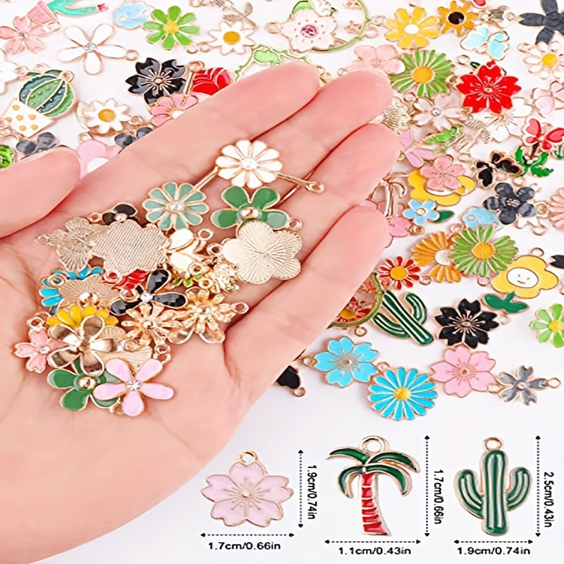 Spring Enamel Flower Charms 50g for Jewelry Making - Easter Gift
