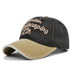BOSTON Embroidery Baseball Cap Washed Old Baseball Cap Denim Peaked Cap
