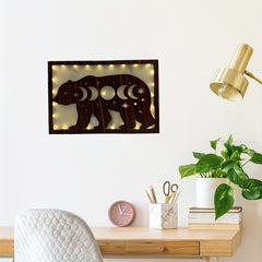 Timing Function LED Bear Shape Lamp Retro Wooden Home Decoration