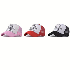 Star Bear Print Baseball Cap Cartoon Mesh Trucker Hat Adjustable Sun Hat