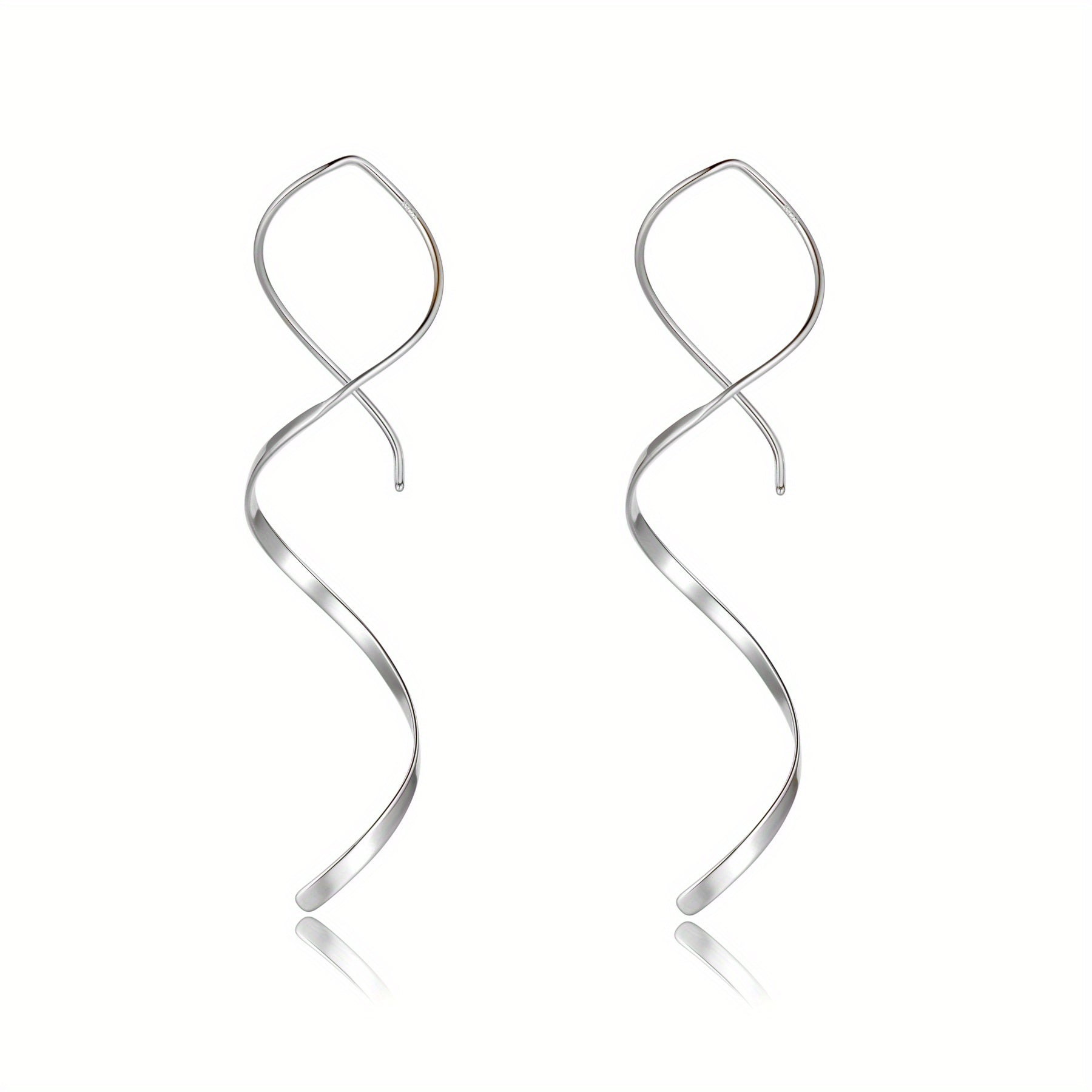 Spiral Threader Earrings Bohemian Ethnic Style Silver Plated Jewelry