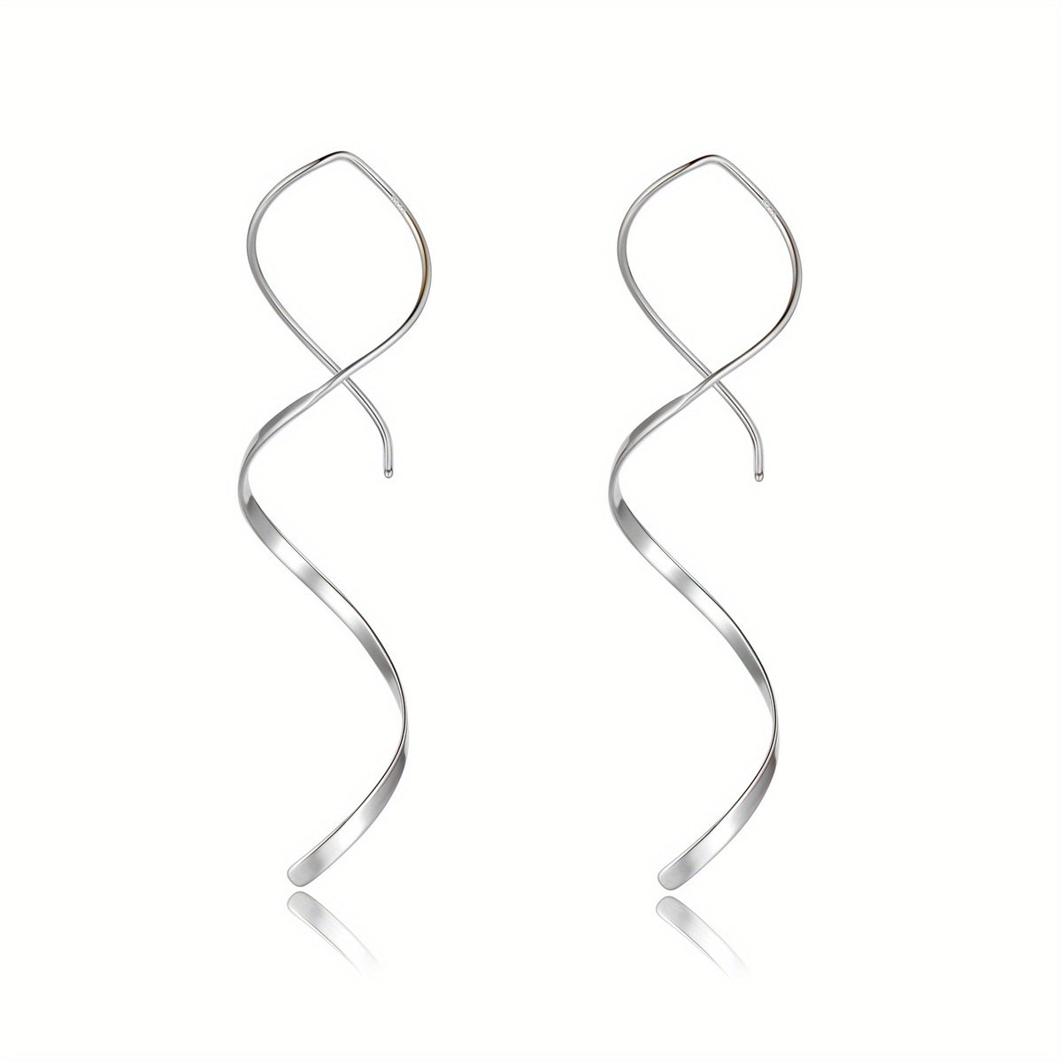 Spiral Threader Earrings Bohemian Ethnic Style Silver Plated Jewelry