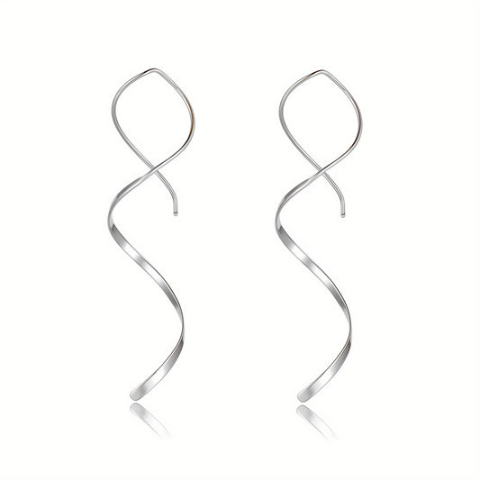 Spiral Threader Earrings Bohemian Ethnic Style Silver Plated Jewelry