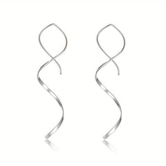 Spiral Threader Earrings Bohemian Ethnic Style Silver Plated Jewelry