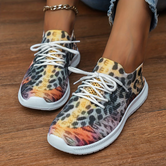 Women's Lace Up Flying Woven Sneakers Non slip Outdoor Shoes
