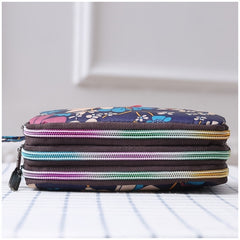 Flower Pattern Canvas Clutch Bag Coin Purse Wrist Wallet