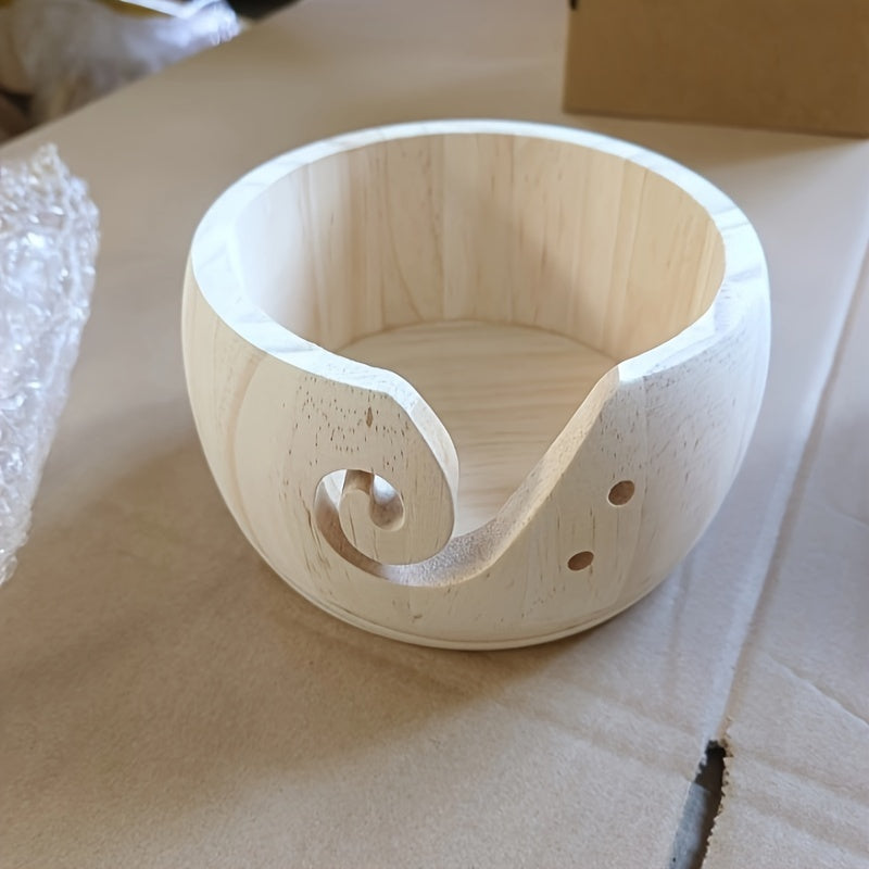 Wooden Yarn Bowl Round Knitting Storage Bowl