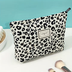 Leopard Print Makeup Bag Zipper Cosmetic Pouch Travel Toiletry Organizer