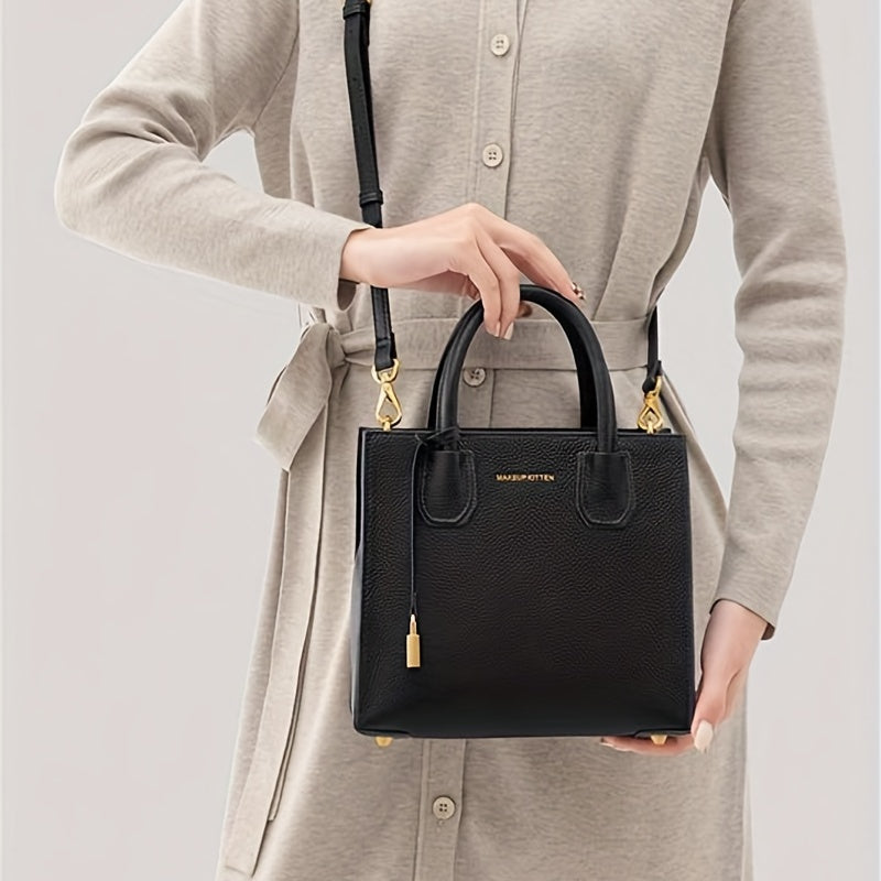 Letter Graphic Lock Crossbody Bag Top Handle Purse For Women