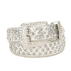 Sparkling Silvery Rhinestone Hip Hop Belt