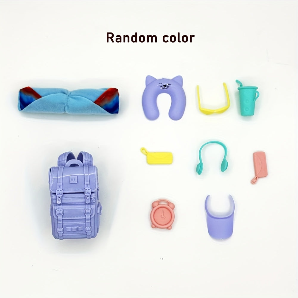 10pc Doll Accessories for 11.5" Dolls, Backpacks, Sleeping Bags, Travel Toy