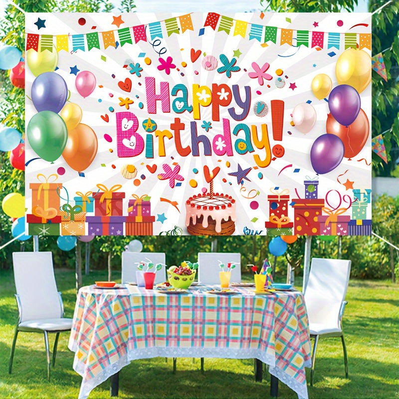 Rainbow Happy Birthday Banner Backdrop Large Yard Sign