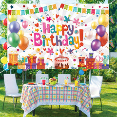 Rainbow Happy Birthday Banner Backdrop Large Yard Sign