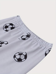 2pcs Boys Football Pajamas Set Short Sleeve T-shirt & Shorts