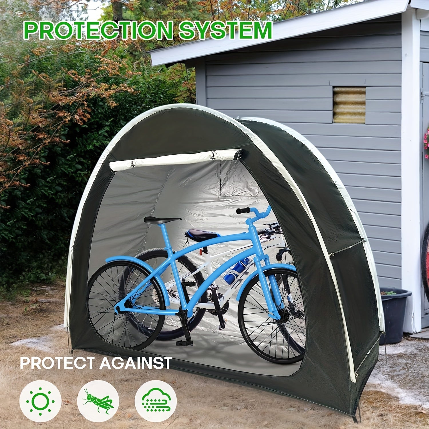 210D Oxford Bike Storage Shed Tent Waterproof Cover for 2 Bicycles